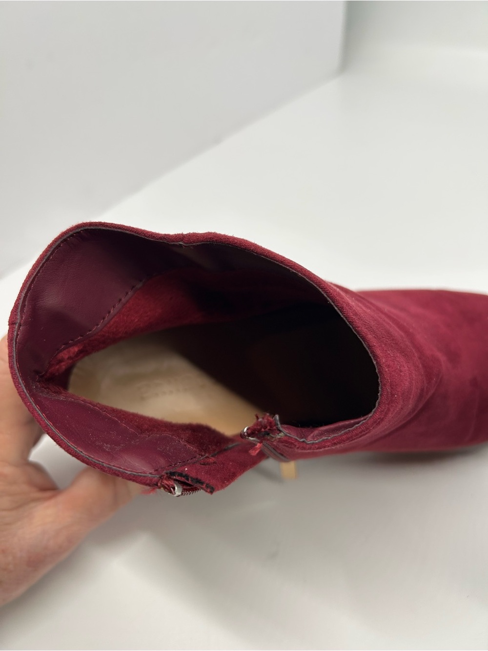 Bamboo Women’s Burgundy Suede Ankle Boots size 10 - Picture 7 of 7